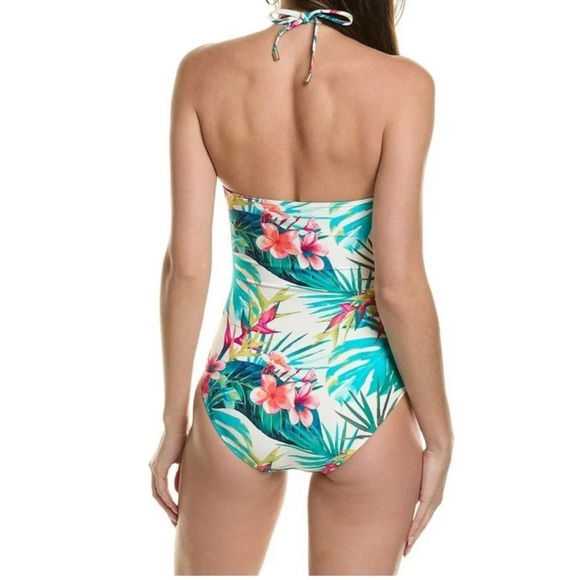 Vince Cameo Sz 4 Swimsuit Floral Halter Keyhole One-Piece Tropical Beach - Picture 2 of 5